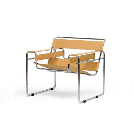 BAXTON STUDIO Jericho Tan Leather Mid-Century Modern Accent Chair 69-3951